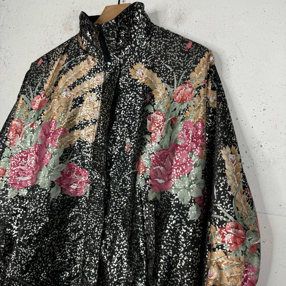 Floral Vintage Seoul Olympics Reversible Bomber Jacket 80s Korea Zip Up OSFA - Picture 2 of 12